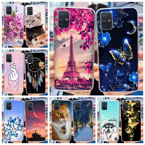 For Samsung Galaxy A51 Case A71 Luxury Painted Cover Clear Silicone Phone Case For Samsung Galaxy A7