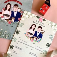 【客製】結婚書約 雙人似顏繪 含書約夾 綠色花草 婚禮必備