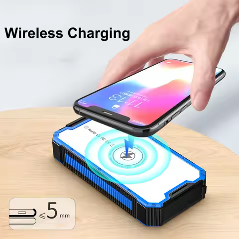 Solar Power Bank 36800mAh Solar Charger Power Bank Solar Power Bank Wireless Charging Camping Suppli