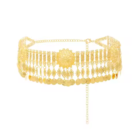 Golden Metal Coins Waist Belly Chains Fashion Indian Thai Traditional Ethnic Dance Accessories Belt 