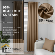 B3 - Ready-Made 95% Blackout Curtain MOCHA, Langsir Siap Jahit. LANGSIR KAIN TEBAL! ( HOOK/RING )