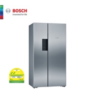 Bosch KAN92VI35O side-by-side Fridge freezer with Stainless Steel fingerprint resistant door 91cm width, 604L net capacity, Led lighting,Indoor electronics,Twin cooling system,2 ticks energy efficiency