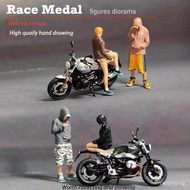 Popular RM1:64Motorcycle BMW Latte BMW Heavy Motorcycle Side Face Female Rider Unique Youth Figurine