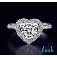 【ZaaG】Cincin Bentuk Hati Manis | White Copper + Silver | Zircon Sparkle | Cincin Couple / Hadiah Ann