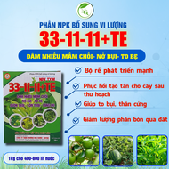 Phân bón hỗn hợp NPK 33-11-11+Te 1kg đâm nhiều mầm chồinở bụi to bẹsuôn trái lớn tráiláng da