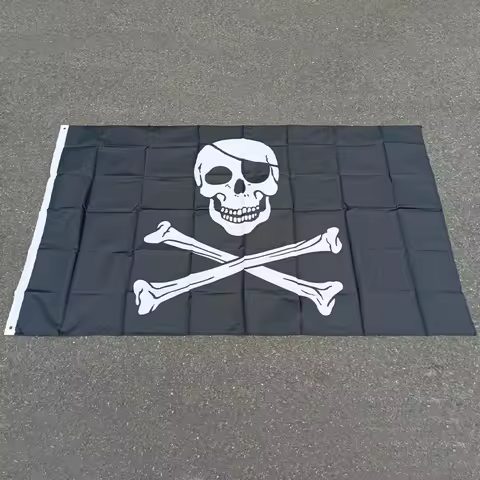 aerlxemrbrae 90x150cm Large Skull Crossbones Pirate Flag Jolly Roger Hanging Pirates banner