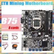 (KUEV) B75 ETH Mining Motherboard+G1620 CPU+Fan+SATA Cable+Switch Cable LGA1155 8XPCIE USB Adapter MSATA DDR3 B75 Motherboard