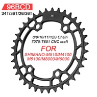 Shimano 96bcd Round MTB bicycle Chainring 96BCD 26/36T 32/34/36T/38T For M7000 M8000 M4100 M5100/MT5