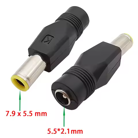 1Pcs DC Power 7.9x5.5mm Male To 5.5x2.1mm Female Adapter DC Jack To Plug With Pin Lenovo IBM Laptop 