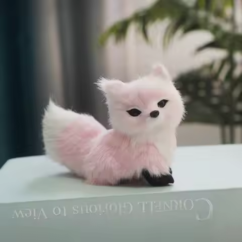 Soft Squatting Mini Simulation Fox Soft Colorful Simulation Animal Realistic Lifelike Fox Home Decor
