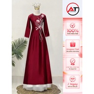 Ao dai for mothers, high-quality ruvy valentino silk ao dai with lotus embellishments, size S- 4XL