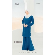 Baju Kurung Duyung Bubble Cotton BLUE Ironless Saiz S-5XL Plain Loose (Plus Size) Ready Stock Baju Raya 2024 Viral