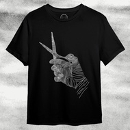 3DimensionWear - Original Premium Distro T-Shirt 3D Hand Holding Scissors in White Line Art - DM1446