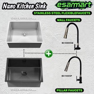NANO Sink 304 Stainless Steel Kitchen Single Bowl Basin Handmade Undermount & Topmount with Faucets