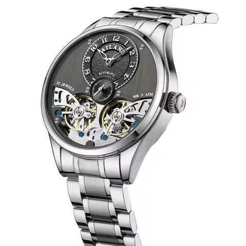 Independent Second Hand Luxury Dual Tourbillon Design Men Watch Top Brand Automatic Mechanical Water