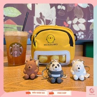 Keychain of 3 cute and funny fat bears, Korean style, high quality PVC cute keychain