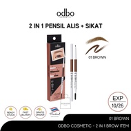 Odbo Cosmetic Pensil + Sikat Alis 2 in 1 Brow Item Berat 0,3 Gram Warna 01 Brown Original Thailand K