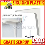 Bracket Siku L Plastik Untuk Penyangga Rak Hias Dinding Buku Foto Lukisan Papan Tulis Whiteboard AC Gantungan Baju TV Monitor Sepatu Meja Kecil Papan Kayu PVC Pintu Jendela Kuat Tempel Tembok Baut Rumah