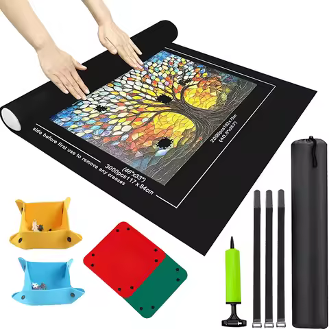 1000/2000/3000pcs Puzzle Storage Mat Roll Up Puzzles Board Felt Storage Blanket Grey Black Portable 
