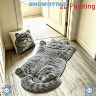 SNOWOY1WS Home Decor Carpet, 2D Easy to Clean Cat-Shaped Area Rug, Cute Anti-fouling Non-Slip Cartoo