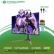 TITAN ARMY 27” QD-OLED Samsung QHD 2K 240Hz 0.03ms HDR400 Rotatable 157%sRGB Gaming Monitor (G27P8)