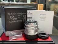 Voigtlander 28mm f1.5 Nokton Vintage Aspherical Type II silver lens full packing