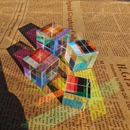 CAHAYA Rainbow Cube Prism Table Decoration Prism Light Decomposer Six Sided Brigh light Bright Light