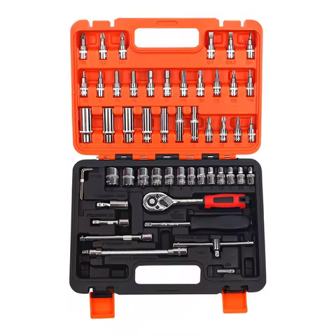 53PCS Motorcycle Vehicle Maintenance Tool Set Moto Clean Sleeve Car Repair Socket Ratchet Wrench Set