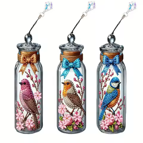 3 bird pattern diamond painting art bookmark set Panda Dream Catcher, 5D special shape diamond paint