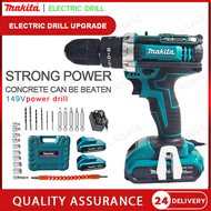 MAKlTA Cordless Drill 149V Drill Power Tool 2 batteries 1 Charge Rechargeable Drill Bit Set for Metal Wood and Concrete Makita Power Tools Drill Set Impact Drive Tool