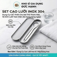 COMBO of 6 304 stainless steel tongue scrapers + 1 304 stainless steel container.