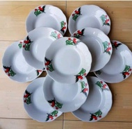 1/2 Lusin Piring Makan Keramik Motif Ayam//6pcs piring makan cap ayam