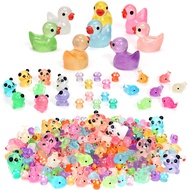 Luminous Mini Resin Ducks Tiny Animals Glow in The Dark Duck Panda Dolphin Mushroom 4 Combination Se