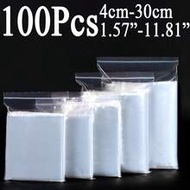 100 Pieces 1.57" To 11.81" Plastic Resealable Bags, Reusable Self-Seal Zipper Lock Bags, 0.062mm/2.4