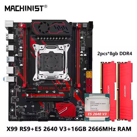 MACHINIST X99 RS9 Motherboard Set Kit With Xeon E5 2640 V3 CPU LGA 2011-3 Processor 16GB DDR4 RAM Me