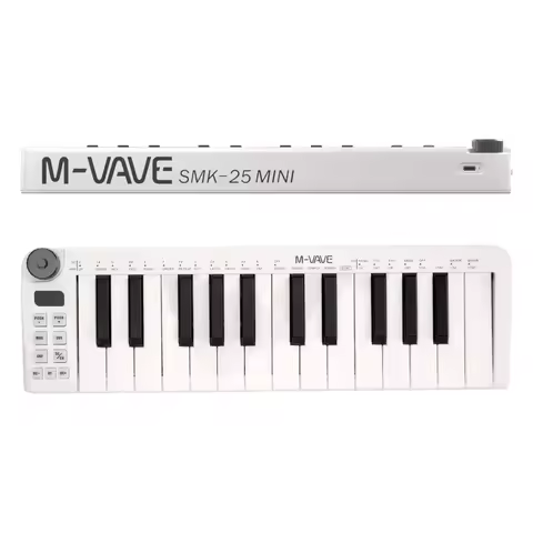 M-VAVE SMK-25 Mini MIDI Keyboard Portable Rechargeable 25-Keys Mini MIDI Control Keyboard USB Keyboa