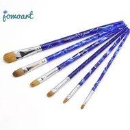 Jowoart 6 pcs ชุดสีฟ้าที่จับอะคริลิค Filbert Weasel แปรงหวีผมศิลปิน Paintbrush ปากกาสีน้ำภาพวาดภาพวาดสีน้ำมันสำหรับ Art