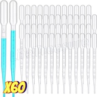 60Pcs Transparent Pipette Dropper - Disposable Safe Plastic Transfer Pipette - 1/2/3ML Scale Pipette