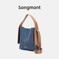 Songmont [ear-hanging tote bag] medium-sized designer denim and leather commuting cross-body recommended by Bird 【OEM】✳❅☈
