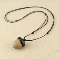 NORMAN Ebony Necklace Simple Personality Pine Cone Acorn Wood Pendant Ethnic Style Rope Chain Gawu B