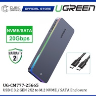 UGREEN CM777 USB-C 3.2 GEN 2X2 TO M.2 NVME / SATA SSD ENCLOSURE/ 20GBPS HIGH-SPEED DATA TRANSFER / R