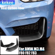2PCS Real Carbon Fiber Car Accessories Front Bumper Fender Decorative Trim For BMW F80 M3 F82 F83 M4