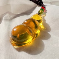 緬甸全天然高冰玻璃體金藍珀福豆吊墜