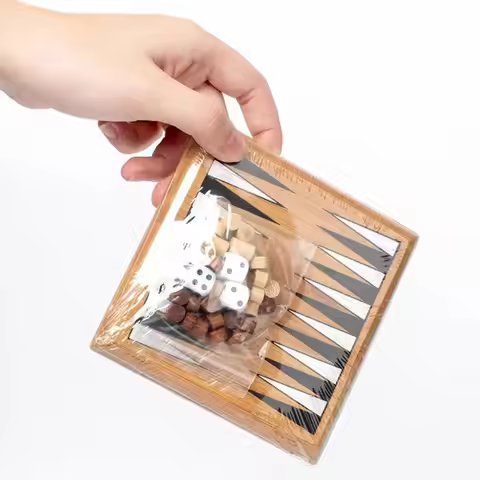 Wooden Mini Chess Borad Game Chessboard Improve Intelligence Travel Backgammon Checkers Educational 