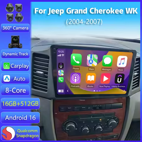 Android 16 Carplay Auto For JEEP Grand Cherokee WK 2004 2005 2006 2007 Multimedia Car Radio Navigati