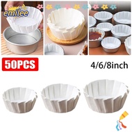 EMILEE 50Pcs Basques Cake Paper, 4/6/8inch Foldless Disposable Baking Papers,  Cake Wrap Oilproof Ki