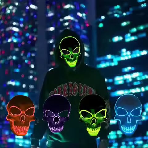Halloween Horror Skull Mask LED Cold Light Mask LED Halloween Mask Cosplay Mask Halloween Party Deco