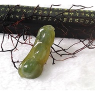 [Disk Crystal] [Four Seasons Safe] Laokeng Luminous Ice Green Jade~Safe Bean Carving Pendant JU-03 (