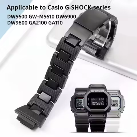 DW5600 Watch Strap For Casio G-shock DW6900 DW5000 GWM 5610 Composite Plastic Steel Watchband Men's 
