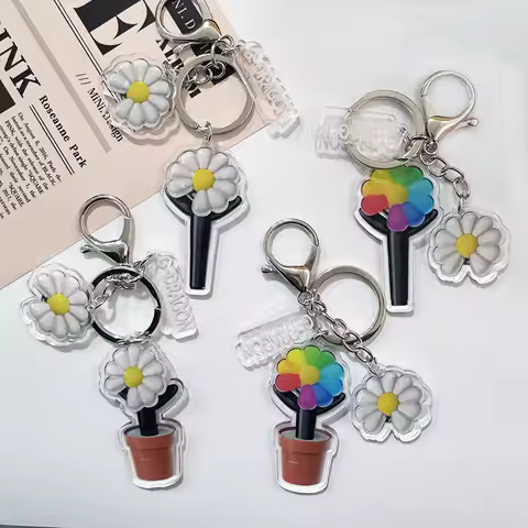 Kpop G-Dragon Lightstick Keychain Keyring Acrylic Double Sides Pendant Daisy Design Backpack Pendant